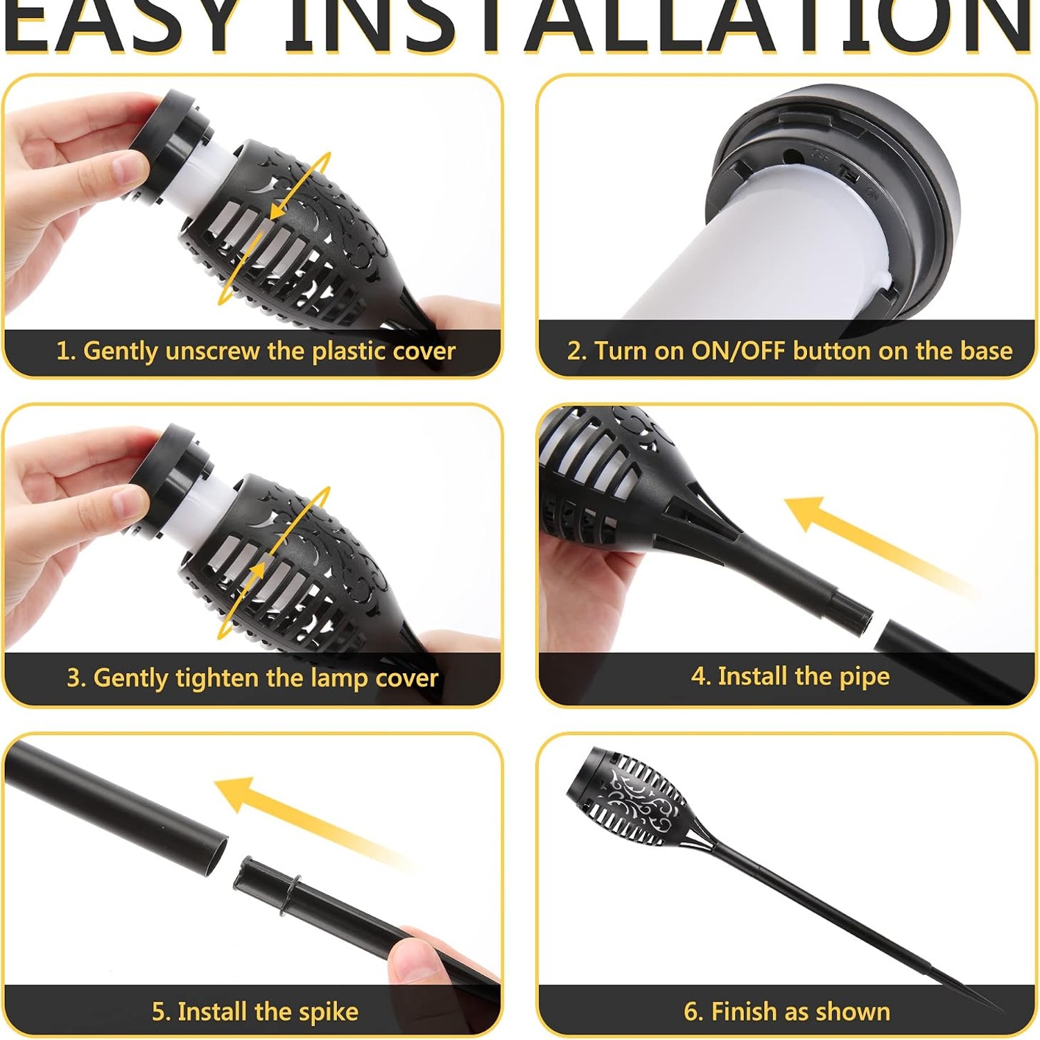 Toodour Solar Flame Torch Lights 12 Pack