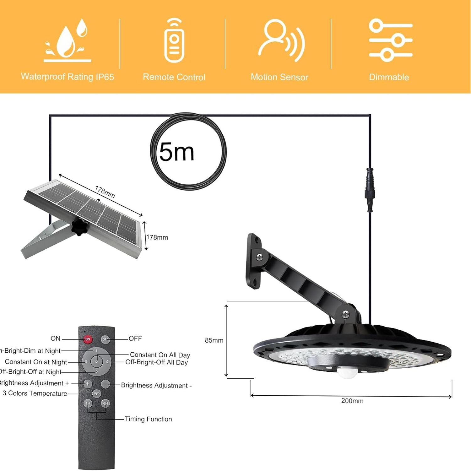 CREATESTAR Solar Shed Pendant Light