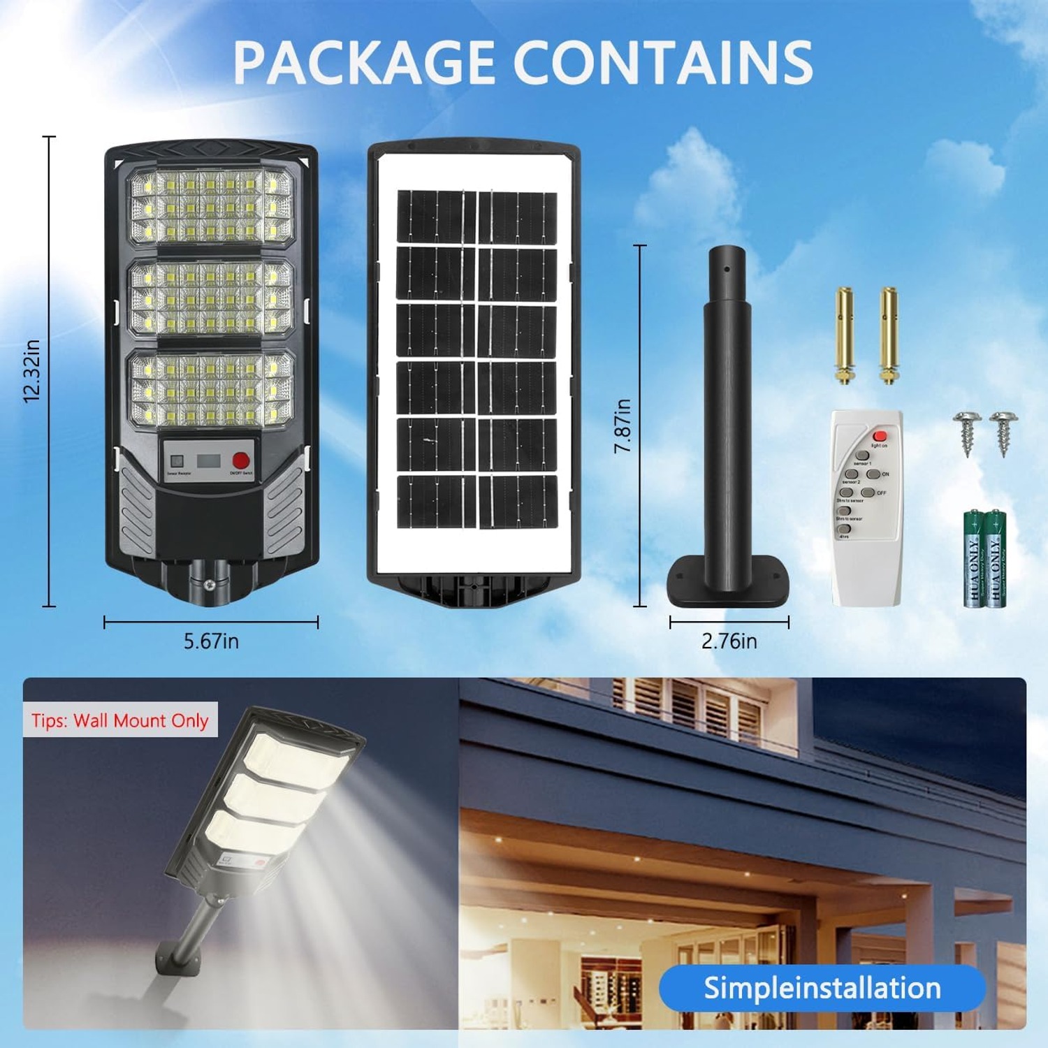 YACAISI Two-Pack Solar Street Light Set: image 7