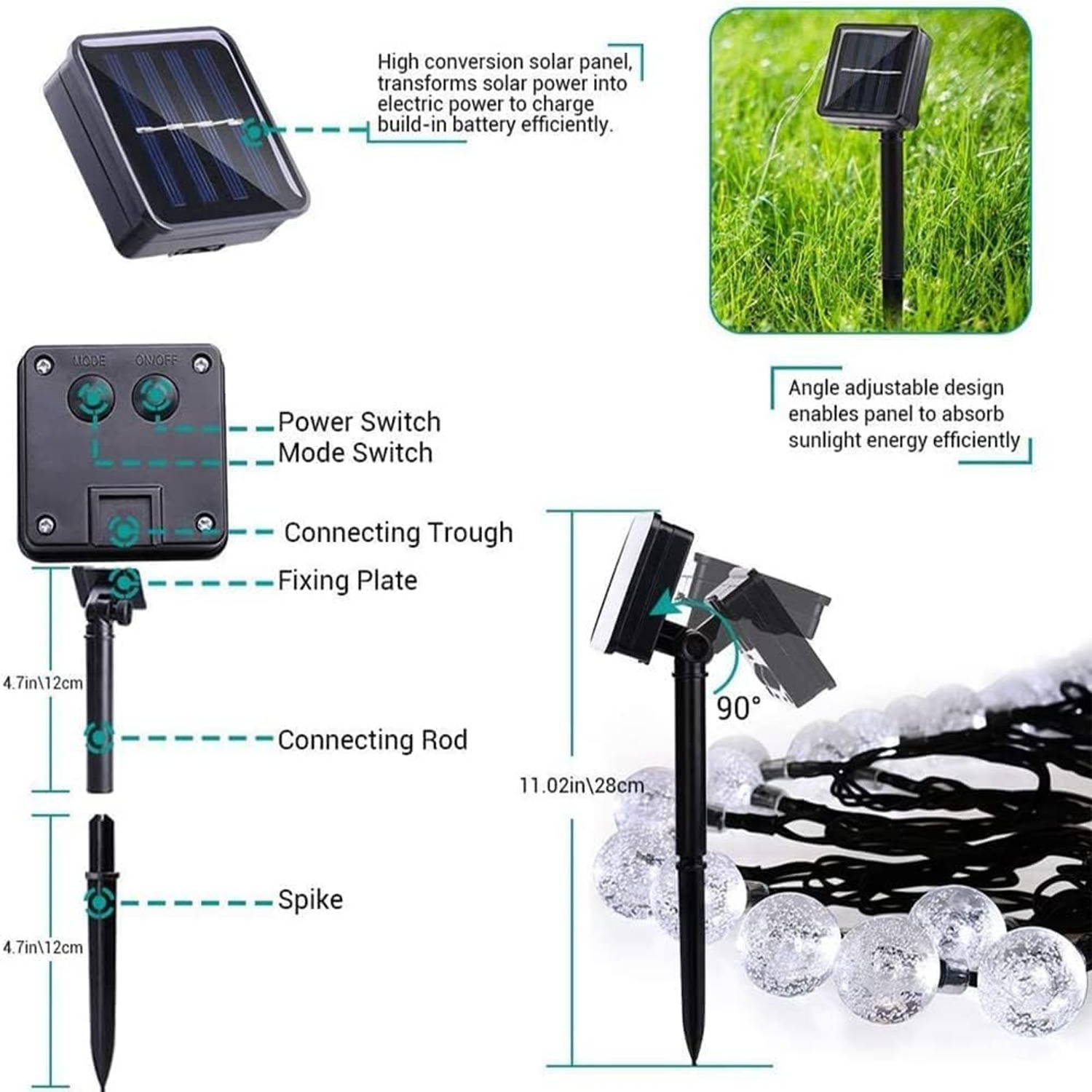 Toodour 11m Solar Globe String Lights: image 6