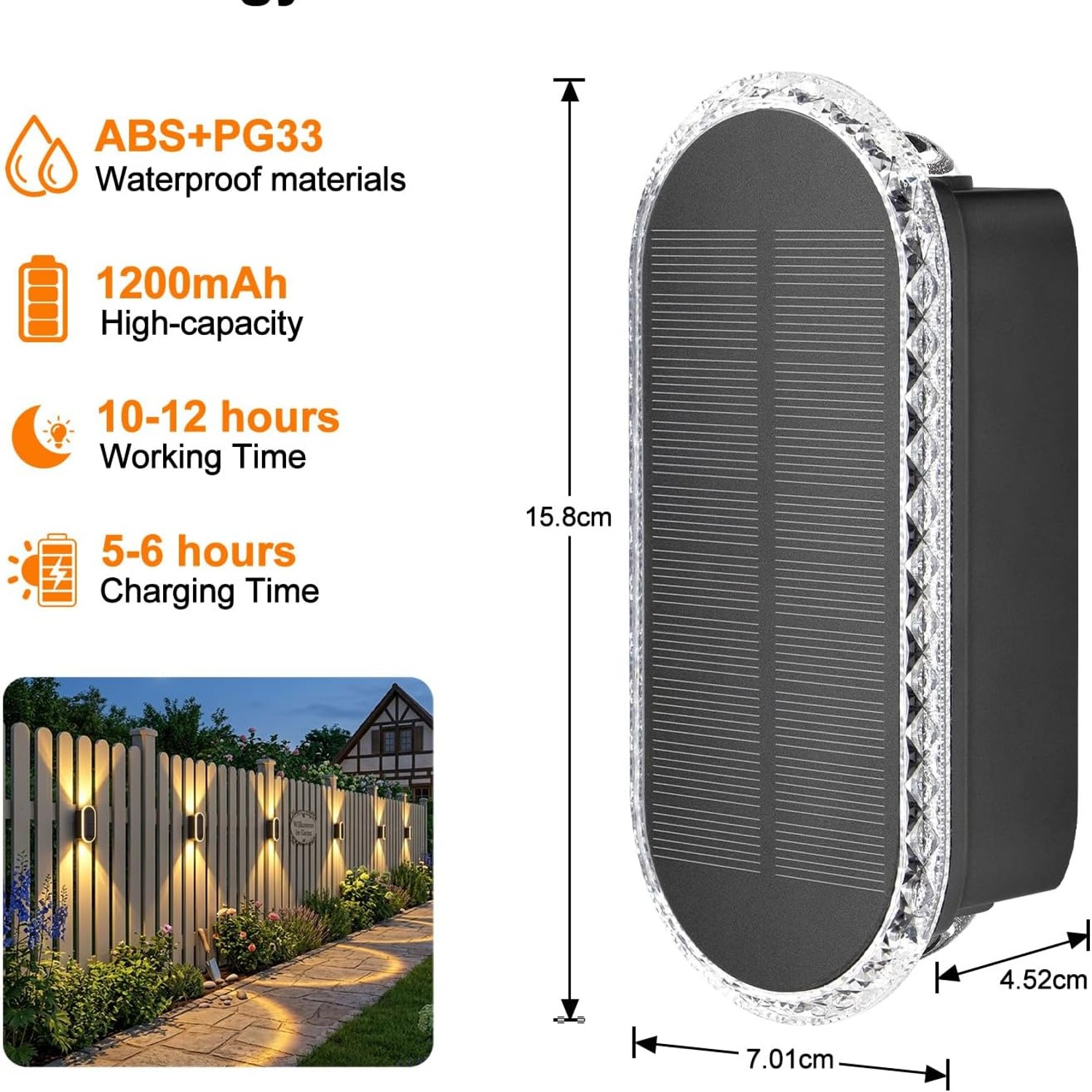 ELLASAY Solar Fence Lights 8 Pack: image 2