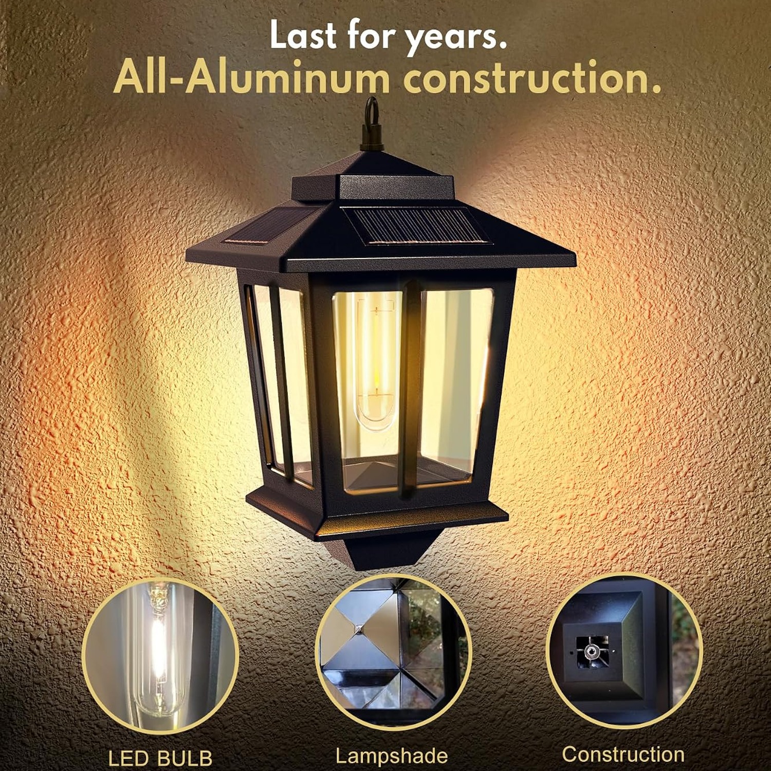 PASAMIC Solar Porch Lanterns 2 Pack